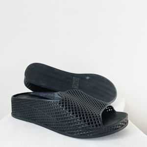 Jeffrey Campbell black jelly slides